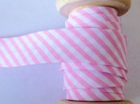 striped bias binding 18mm wide baby pink white candy spiral stripe 1m