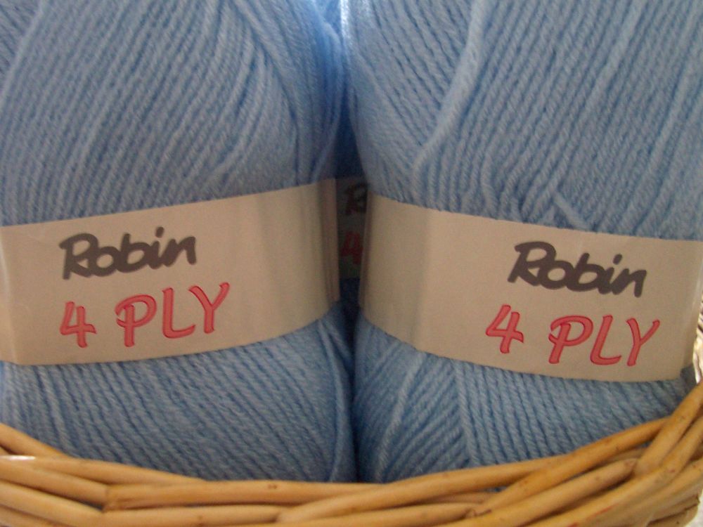 Robin 4ply Pale Blue Knitting Wool 100g