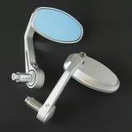 Mirrors Bar End 4" Oval - CNC Billet Silver