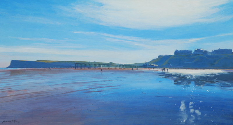 020 Saltburn Beach. Acrylic. 2011. 375mmx200mm