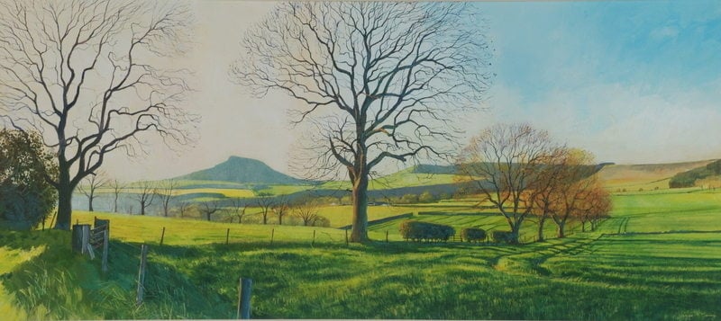 No.12. Roseberry Topping From Dikes Lane. Acrylic. 2012. 500x220mm