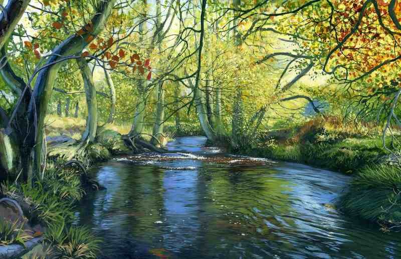21.0 River Esk, Westerdale. Acrylic. 1013 . 540 x 350 mm SOLD