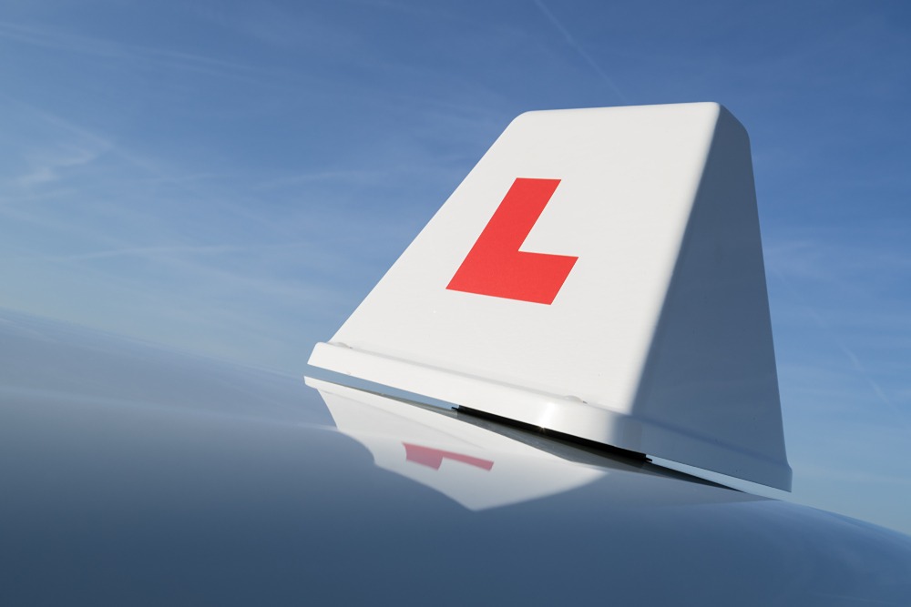 Learner sign on top of a car