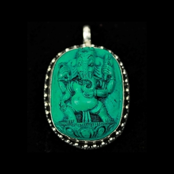 Ganesh Blue Green  turquoise  pendant