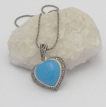 Turquoise silver Heart Necklace 