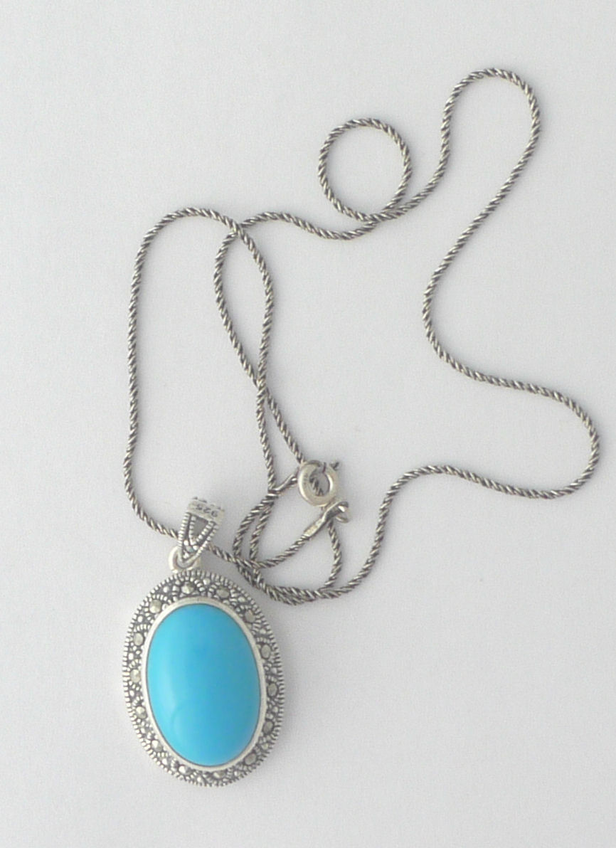 Silver necklace with Blue Turquoise Stone