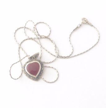 Carnelian Silver Necklace Heart