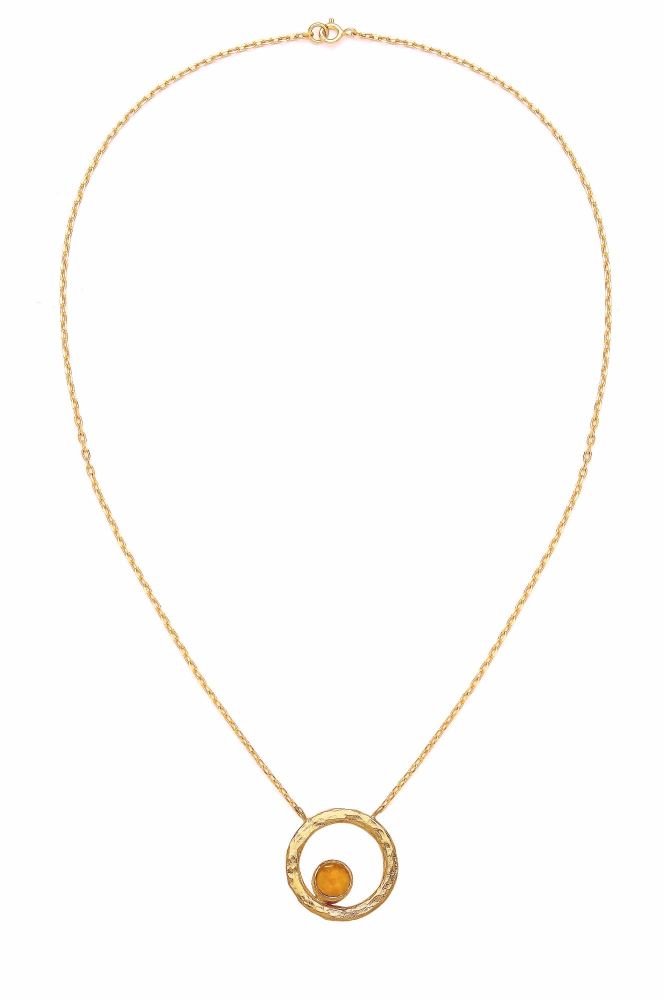 Orbital Necklace with yellow agate  - Ottoman Hands 