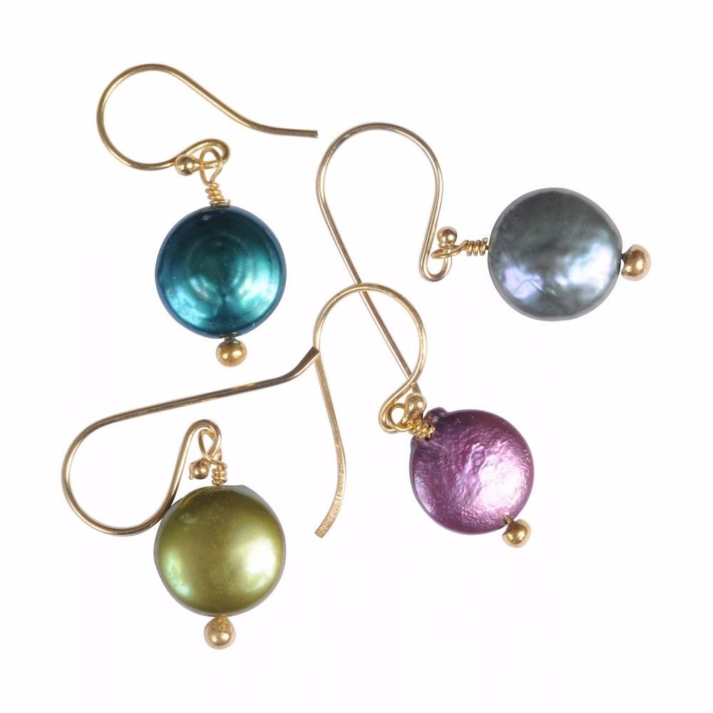Pearl Earrings Lime Green - Gold Plated - Mirabelle (Carita)