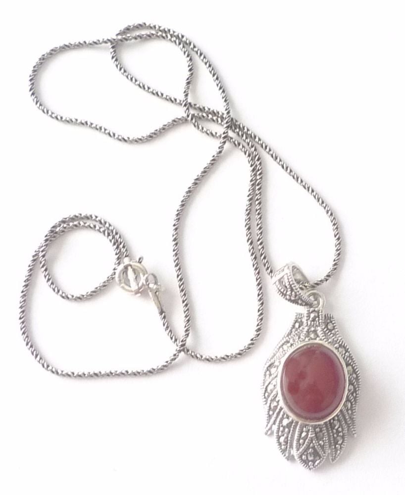 Carnelian Silver Necklace 