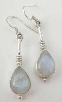 Moonstone milky white silver earrings