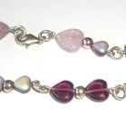 Heart  Silver Bracelet Lilac Glass Beads' Delmonico'