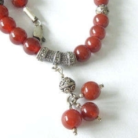 Carnelian Bead Necklace with silver 002