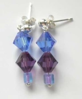 Silver earrings with Blue swarovski crystals