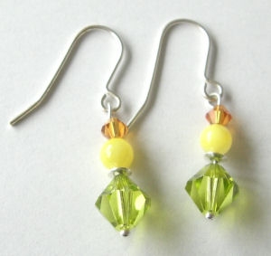Silver earrings with Yellow swarovski crystals