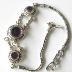 Amethyst stone Silver Chain Bracelet