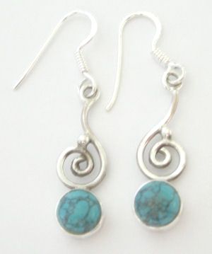 Turquoise blue stone silver earrings