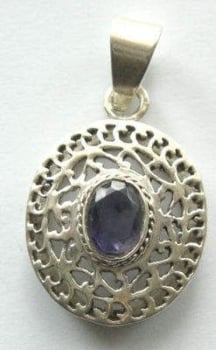 Amethyst silver pendant - mauve stone
