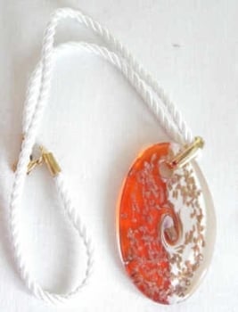 Orange Red Gold Murano glass pendant with gold