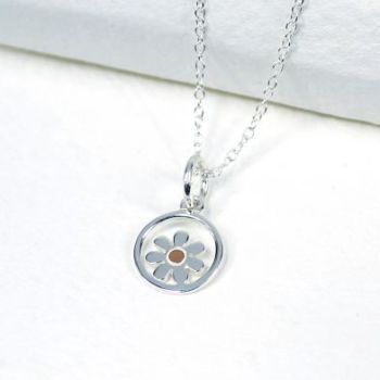 Silver And Rose Gold Daisy Circle Necklace