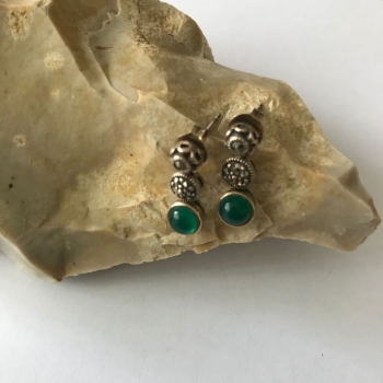 Green Agate silver  earrings 