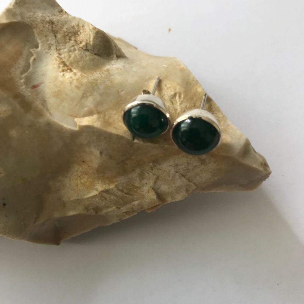 Green Agate silver  earrings 