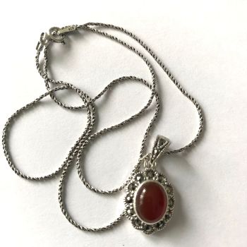Carnelian Silver Necklace 