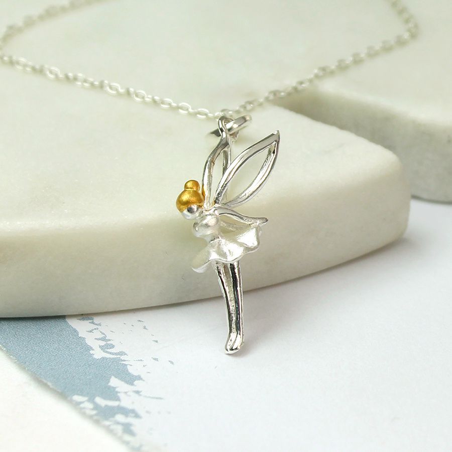 Sterling Silver Gold Plated Fairy Necklace (SB0707)