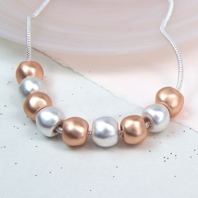Rose Gold And Silver Large Bead Necklace