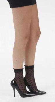 Sheer Ankle Socks BLACK with Hearts - Pamela Mann 