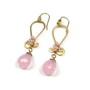 Brass Earrings with Pink Stone