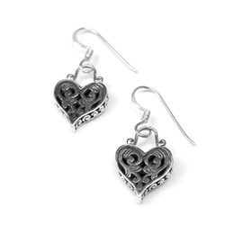Silver Heart Earrings with pattern