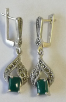 Green Onyx Silver Earrings