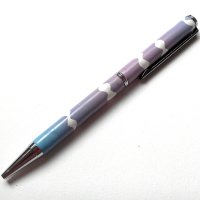 Handmade Pen Lilac Blue and White, Polymer Clay Pen