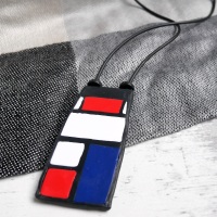 Red White and Blue Pendant, Art Jewellery