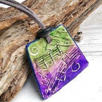 Music Necklace, Purple and Green Reversible Necklace