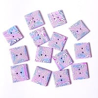 Square Buttons, Pink Blue and White 20mm