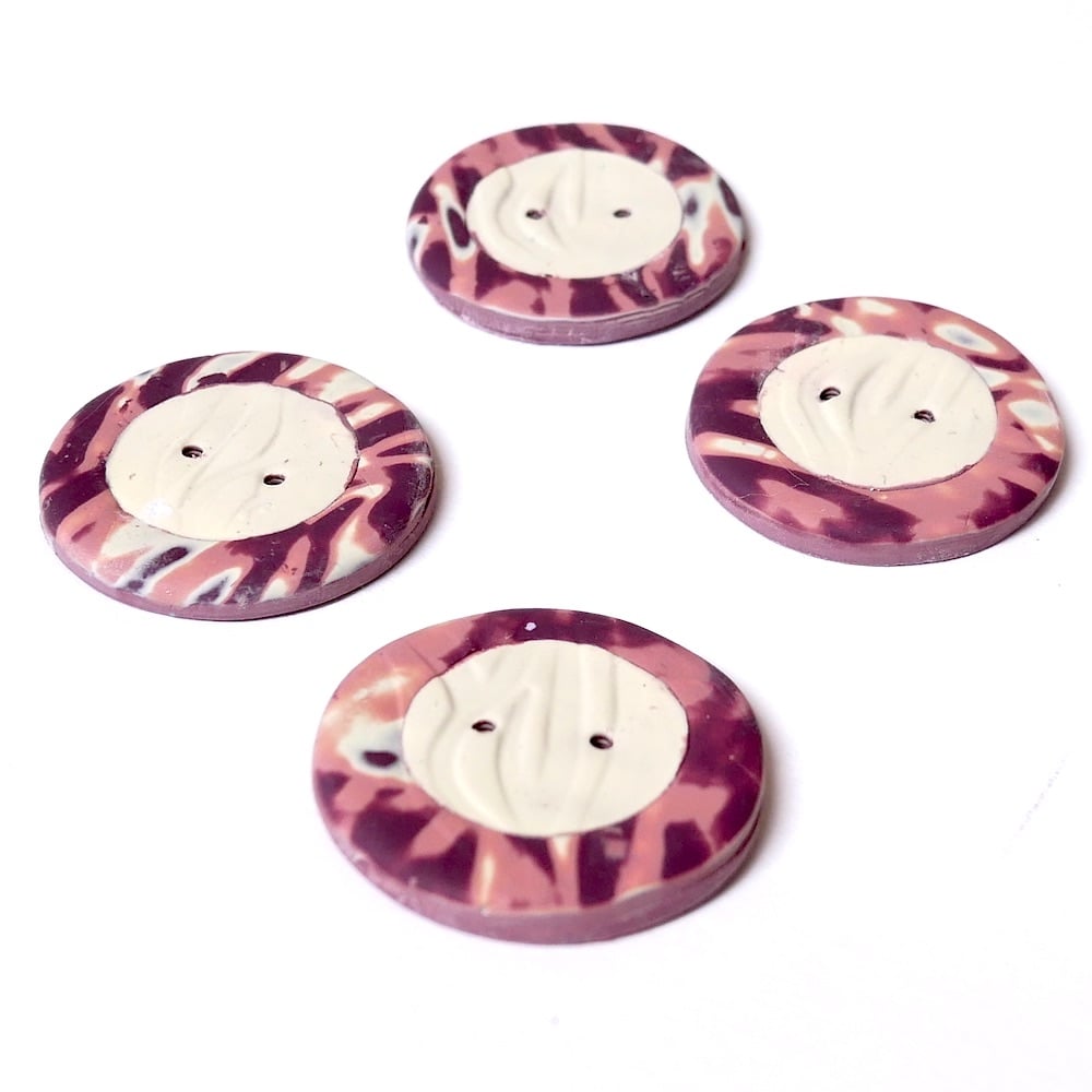 Brown and Cream, 30mm Handmade Buttons 