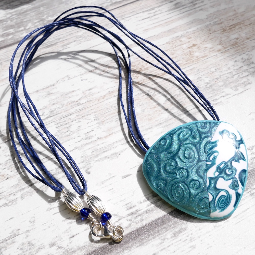 Blue and White Necklace with Navy Cord