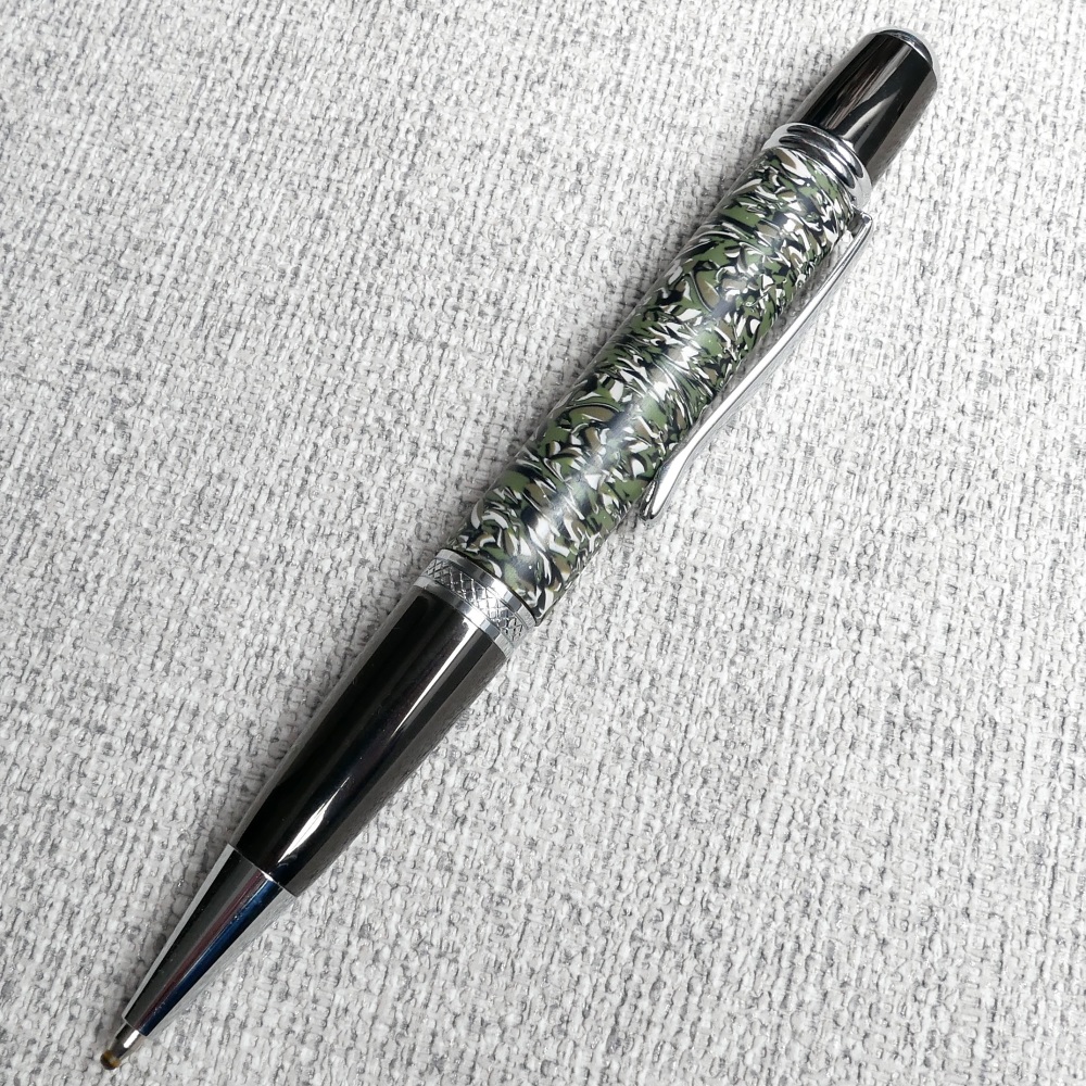 Green Black and White Granite Effect Handmade Pen