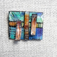 Blue and Copper Brooch