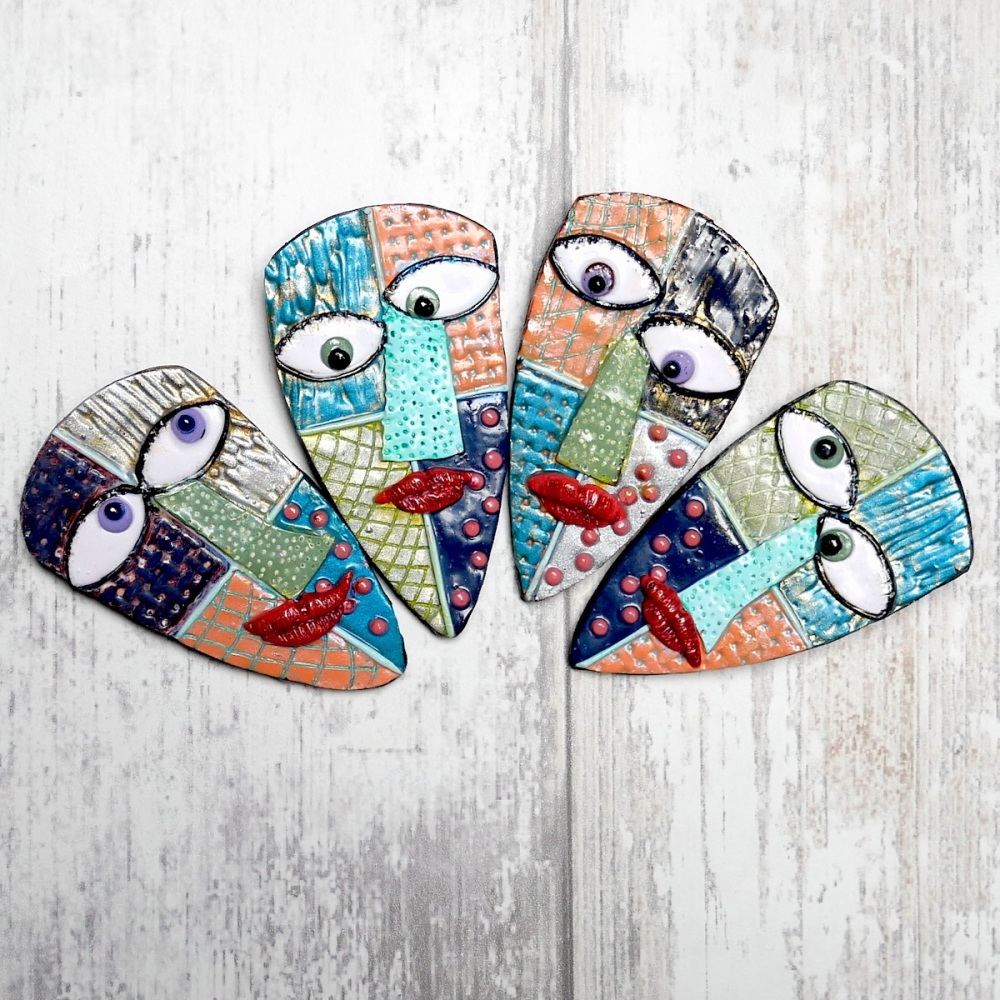 Quirky Face Brooches- Art Jewellery