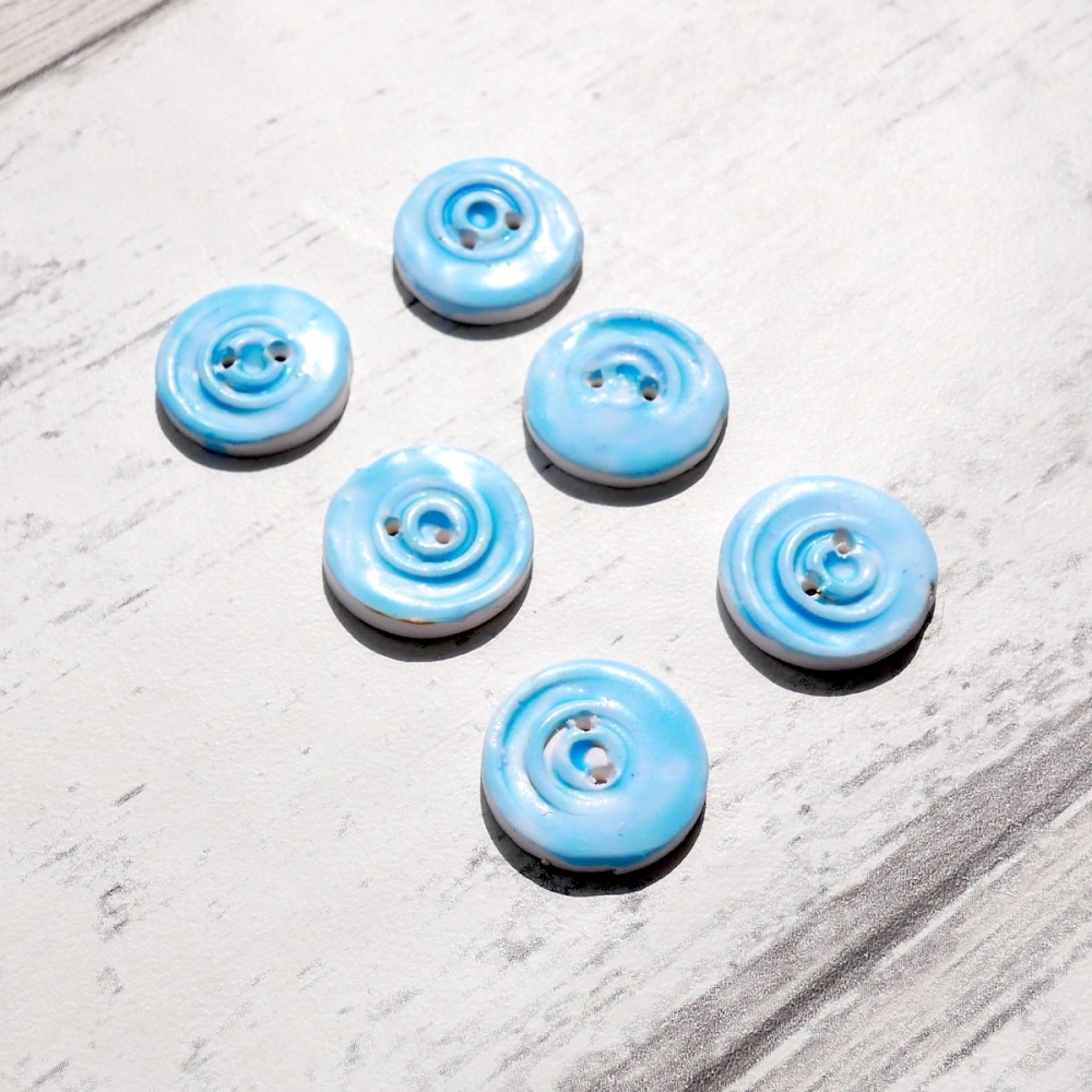 Faux Ceramic Blue Buttons, Polymer Clay Buttons
