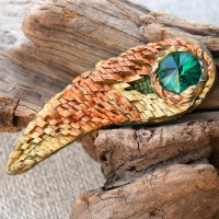 Unique Handmade Brooch-Polymer Clay and Crystal Brooch