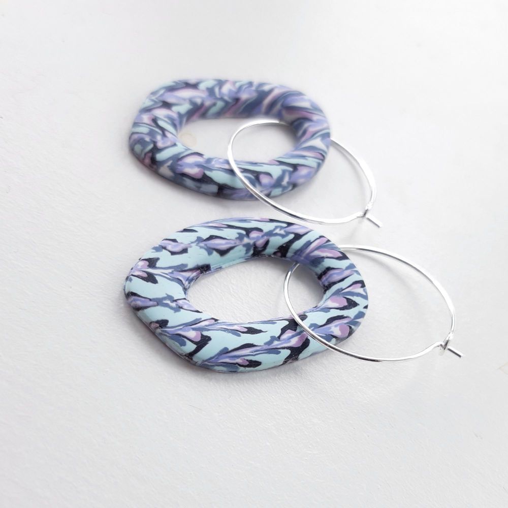 Lilac and Blue Hoop Earrings