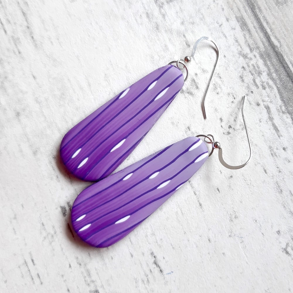 Modern Lilac and White, Drop Earrings