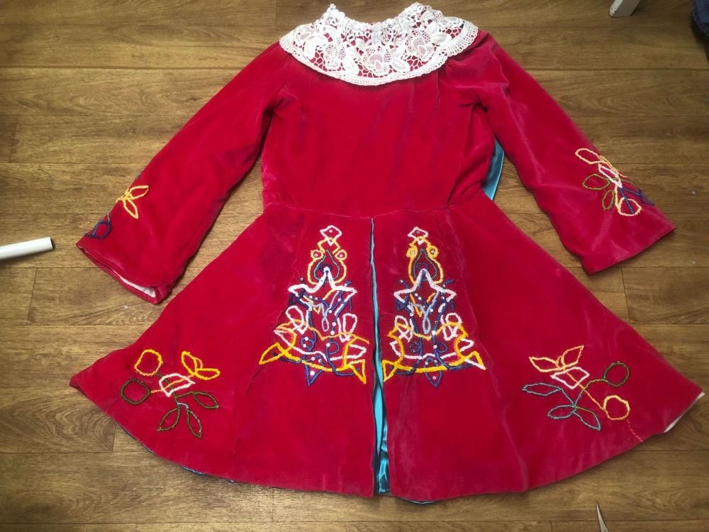 completed cerise irish dance dress