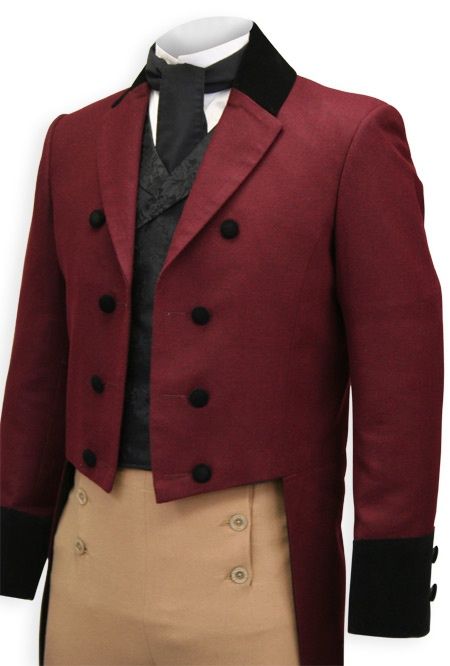 Victorian Mens' longline tailcoat jacket, braces and Trousers HIRE ONLY