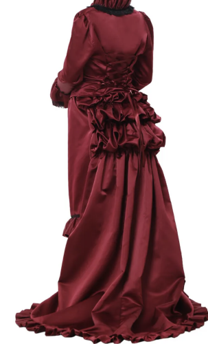 Victorian full length silk satin dress with bustle underskirt HIRE ONLY