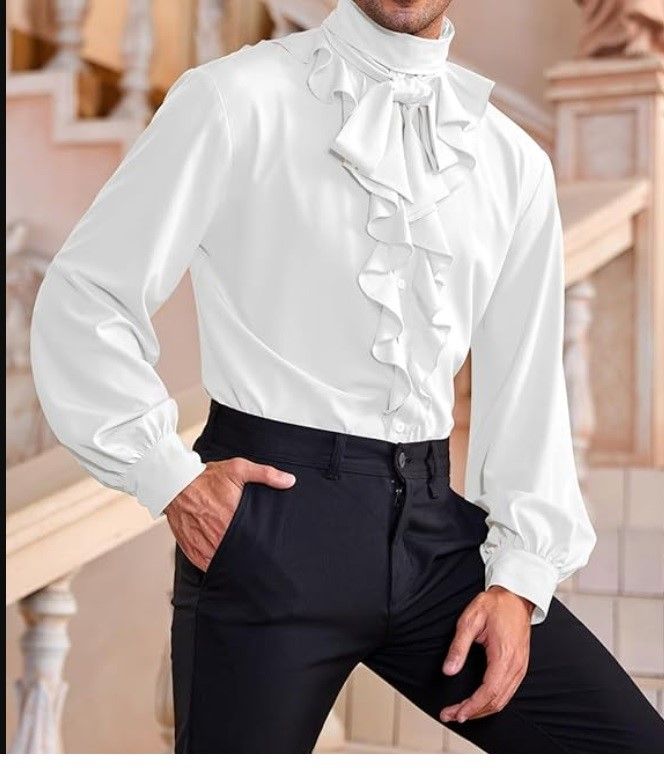same ruffle shirt with added cravat for different renaissance look